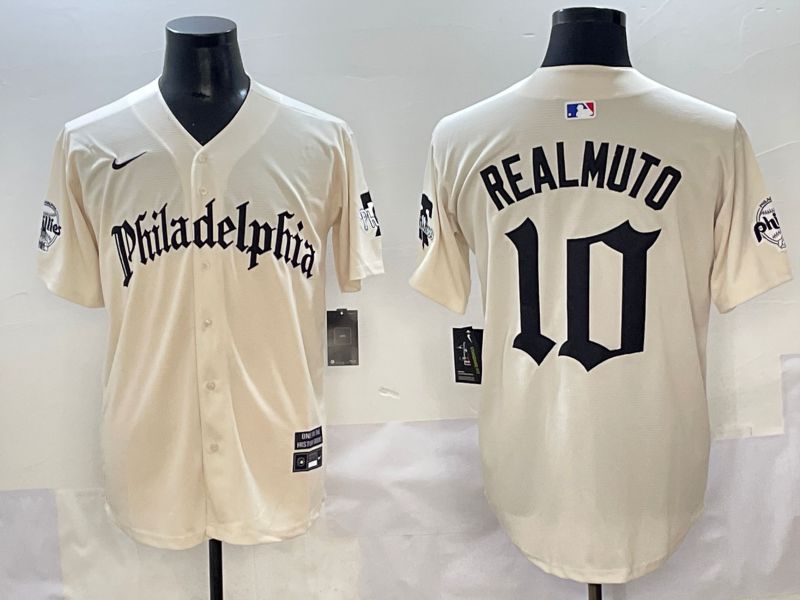 Men 2025 Philadelphia Phillies #10 Realmuto Cream Five generations Joint Name Nike MLB Jersey style 1->philadelphia phillies->MLB Jersey